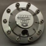A chrome plated wheel cap with the words " dbs ".
