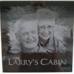 Larry s cabin face printed on stone plate
